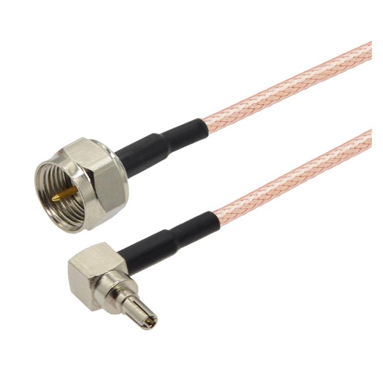 Cable Coaxial RF 20 cm Recto Macho F a Macho CRC9 90 Grados Cable Puente RG316
