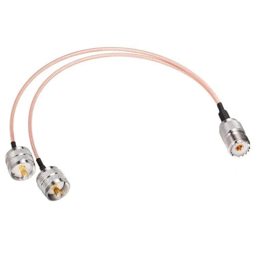 Cable Adaptador de 15 cm con Conector Hembra UHF a 2 Conectores Macho UHF 1 en 2 SO239 a PL259Y