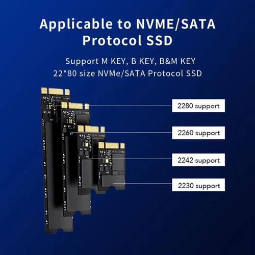 Concentrador de Disco Duro Blueendless M.2 Nvme/Sata Doble Protocolo 4K60Hz USB 10G x2 Tipo-C 10G PD100W