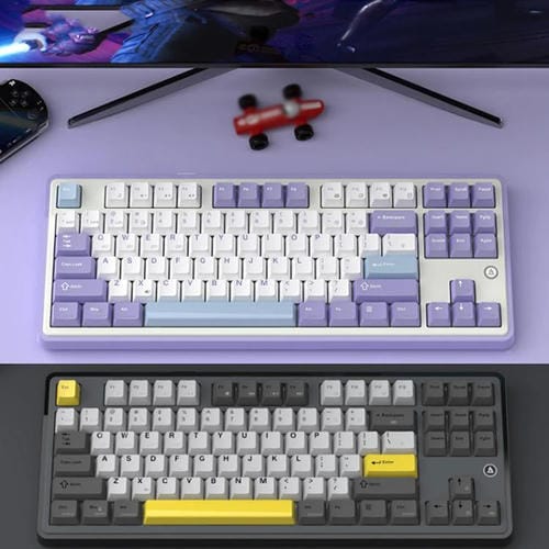 Teclado Mecánico Inalámbrico Bluetooth Ajazz Ak870 Trimodo para Juegos con Interruptores En Caliente Personalizados y RGB (Flying Fish Axis Blue Gradient)