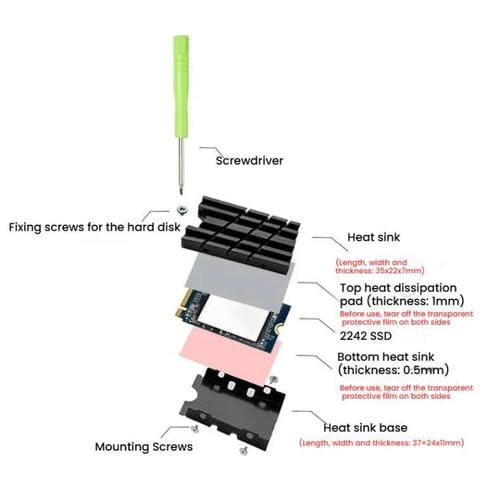 Disipador de Calor de Aluminio Finalcool para Unidad de Estado Sólido SSD M.2 2242 (Negro)