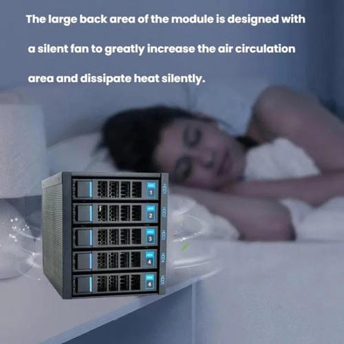 Jaula para Disco Duro de 5 Bahías Intercambiable en Caliente Compatible con HDD/SSD de 3,5" y 2,5" y 3 Unidades Ópticas de 5,25"