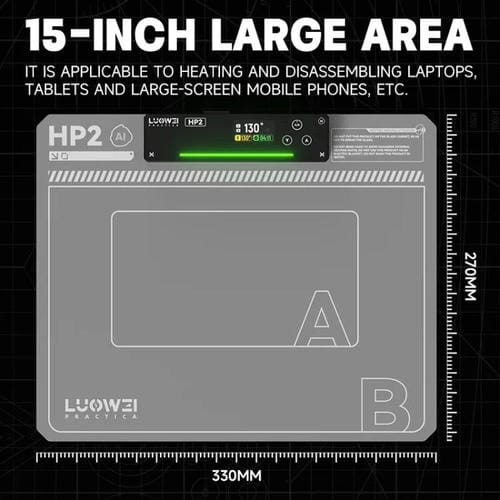 Mesa Aquecedora de Ecrã Luowei Hp2 Extração e Substituição de Ecrã de Telemóvel e Tablet, Temperatura Constante, Tomada da UE