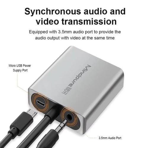 Convertidor VGA a HDMI Mindpure Ad014 para Monitor de Computadora con Fuente de Alimentación de Audio (Versión Mejorada)