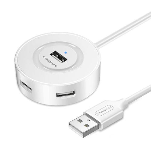 Concentrador de Expansión Mindpure US018 USB 2.0 4 Puertos para Ordenador (Blanco) 0,3 m