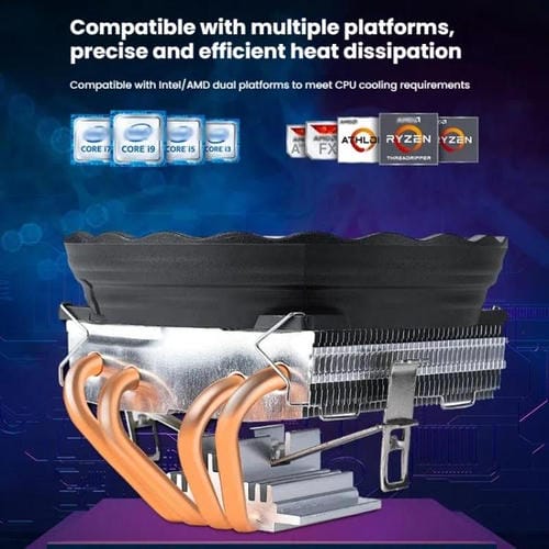 CPU Cooler Evesky 12cm RGB LED con Tubos de Cobre Duales y Ventilador Silencioso para Computadoras de Escritorio