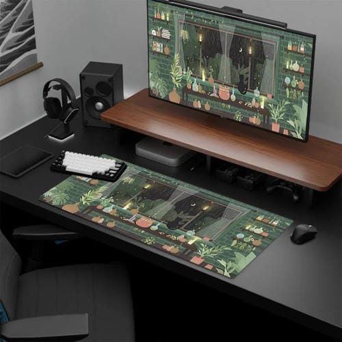 Alfombrilla de ratón con diseño de rana base goma antideslizante para portátil (Verde) 300x600x2 mm