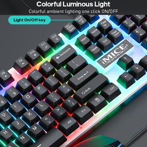 Juego teclado y ratón iMICE AN-350 para juegos con cable teclas suspendidas sensación mecánica (Negro)