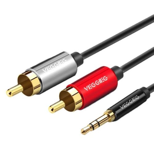 Cable de audio VEGGIEG 3,5 mm a 2 RCA para altavoces móvil y ordenador (1 m)