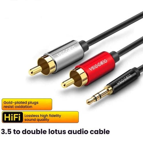 Cable de audio VEGGIEG 3,5 mm a 2 RCA para altavoces móvil y ordenador (2 m)