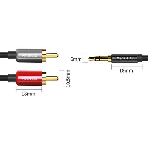 Cable de audio VEGGIEG 3,5 mm a 2 RCA para altavoces móvil y ordenador (1,5 m)
