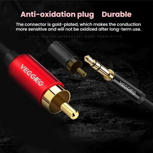 Cable de audio VEGGIEG 3,5 mm a 2 RCA para altavoces móvil y ordenador (8 m)