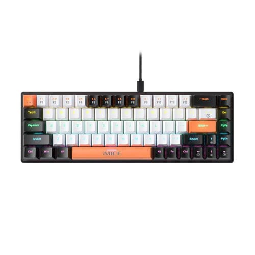 Teclado mecánico iMICE GK-690 con cable tipo C (Negro, Naranja y Blanco)