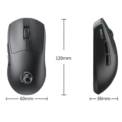Ratón inalámbrico iMICE G900 para juegos, 6 teclas, 12800 DPI, recargable, de tres modos (negro)