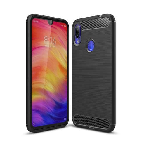 Carcasa de TPU de Fibra de Carbono con Textura Cepillada para Xiaomi Redmi Note 7 / Redmi Note 7 Pro (Negro)