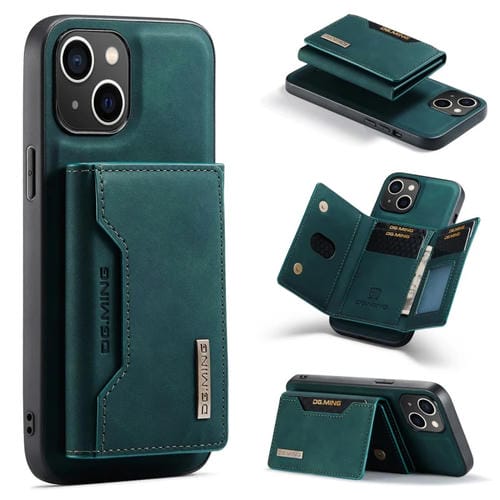 Para iPhone 15 Dg.Ming M2 Series Funda de Cuero para Teléfono con Bolsa para Tarjetas de 3 Pliegues (Verde) - MOVILSTORE