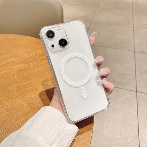 Para iPhone 15 Estuche de TPU Acrílico Transparente Magnético Magsafe con Orificio Fino (Transparente) - MOVILSTORE