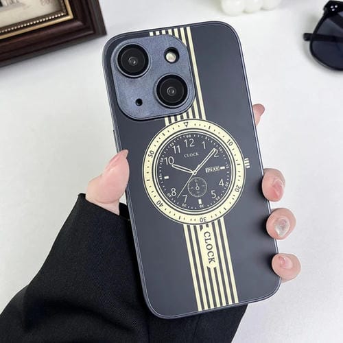 Para iPhone 15 Estuche para Teléfono con Protección de Lente Magnética con Patrón de Reloj (Negro) - MOVILSTORE