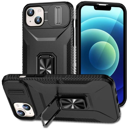 Para iPhone 15 Funda para Teléfono con Soporte Deslizante para Levas (Negro) - MOVILSTORE