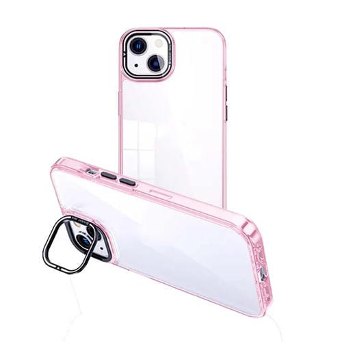 Para iPhone 15 Funda Transparente para Teléfono con Soporte para Cåmara Invisible (Rosa) - MOVILSTORE