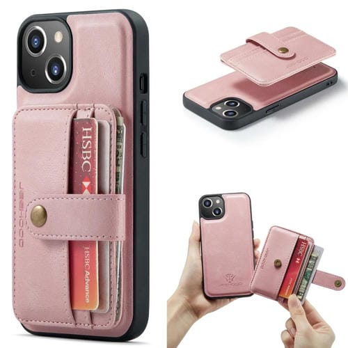 Para iPhone 15 Jeehood Funda para Teléfono de Pu Magnética Antirrobo con Bloqueo Rfid (Rosa) - MOVILSTORE