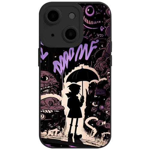 Para iPhone 15 Liquid Angel Eyes Bumbershoot Funda para Teléfono TPU (Niño Negro) - MOVILSTORE