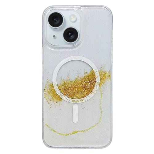 Para iPhone 15 Magsafe Gilding Hybrid Clear TPU Funda para Teléfono (Blanco) - MOVILSTORE