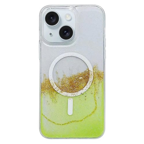 Para iPhone 15 Magsafe Gilding Hybrid Clear TPU Funda para Teléfono (Verde) - MOVILSTORE