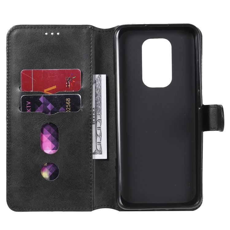 Para Motorola Moto G9 Play Classic Calf Texture PU + TPU Funda de cuero con tapa horizontal, con soporte, ranuras para tarjetas y billetera (Negro)