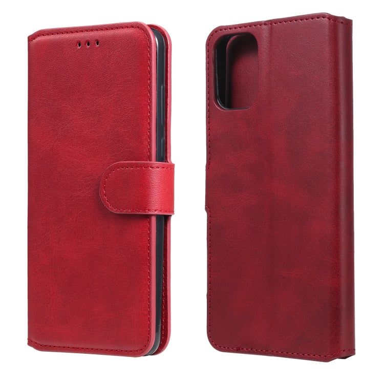 Para Motorola Moto G9 Plus Classic Calf Texture PU + TPU Funda de cuero con tapa horizontal, con soporte, ranuras para tarjetas y billetera (rojo)
