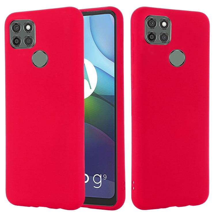 Para Motorola Moto G9 Power Pure Color Liquid Silicone Funda de cobertura total a prueba de golpes (rojo)