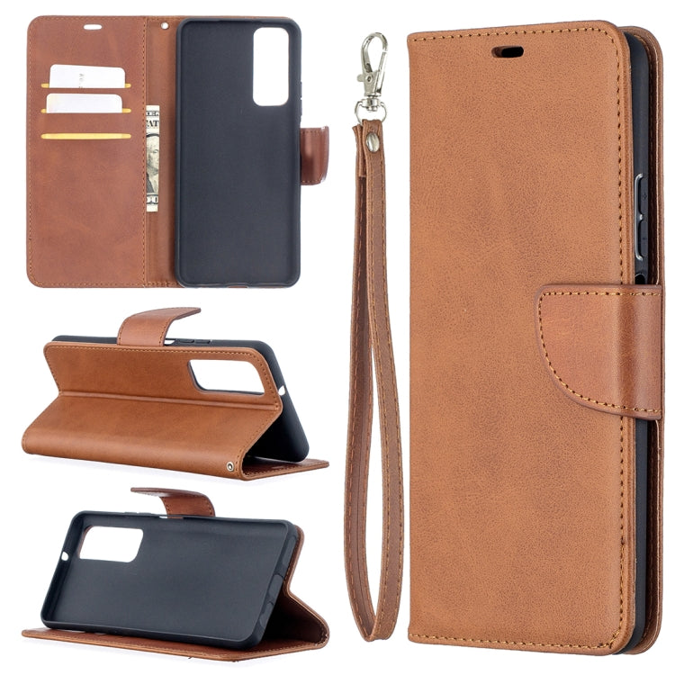 Para Huawei P Smart 2021 / Y7A Retro Cordero Textura Color Pure Horizontal Flip PU Funda de cuero con soporte y ranuras para tarjetas y Filtera (Marrón)