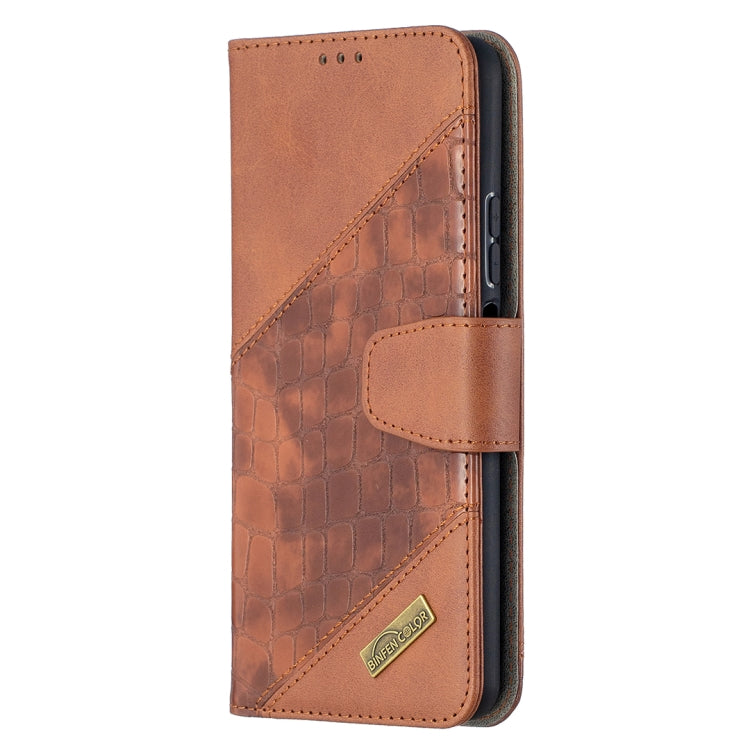 Para Huawei P Smart 2021 / Y7A Color coincidente Textura de cocodrilo Horizontal Flip PU Funda de cuero con billetera y soporte y ranuras para tarjetas (Marrón)