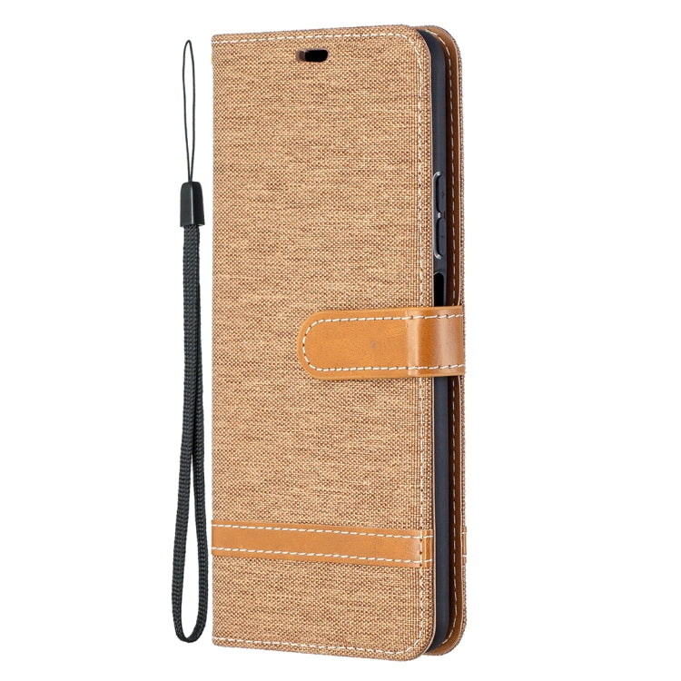 Para Huawei P Smart 2021 / Y7A Lite Color Matching Denim Texture Flip Horizontal Funda de cuero con soporte y ranuras para tarjetas y Filtera (Marrón)