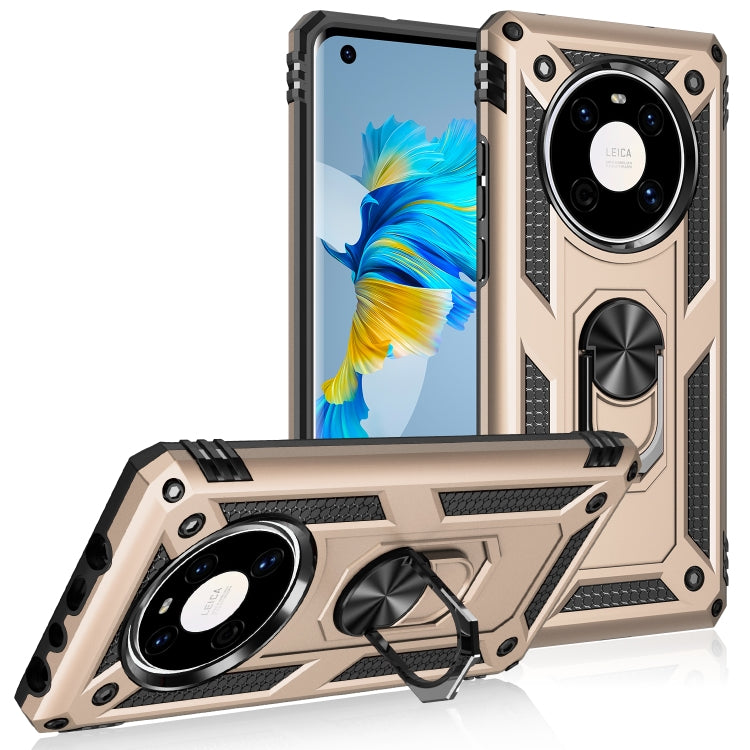 Para Huawei Mate 40 Funda protectora TPU + PC a prueba de golpes con soporte giratorio de 360 grados (Dorado)