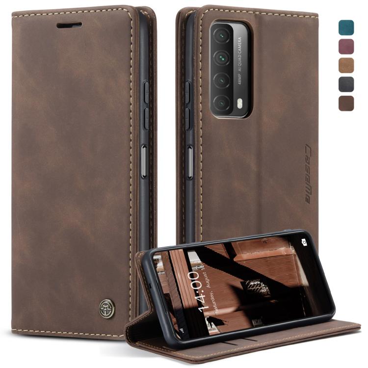Para Huawei P Smart 2021 Caseme-013 Funda de cuero Horizontal Horizontal Horizontal Frostontal Multifuncional con ranura para tarjeta y soporte y cartera (café)