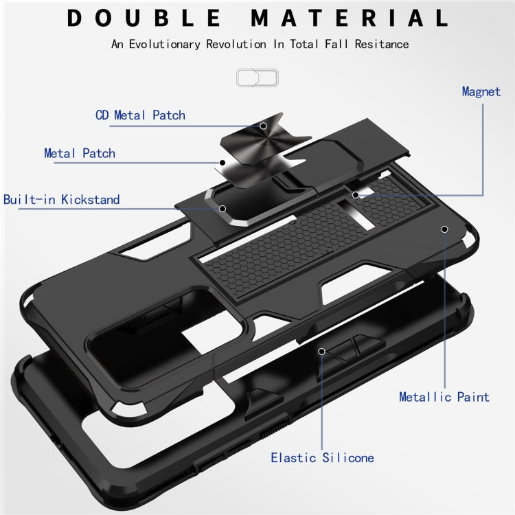 Para Huawei P40 Funda protectora magnética TPU + PC a prueba de golpes con soporte (Azul)