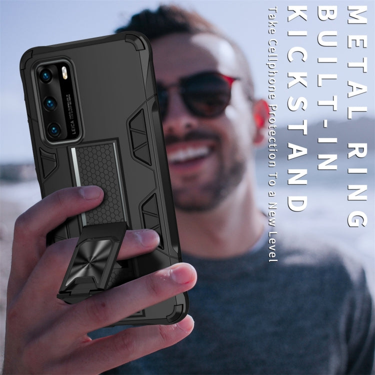 Para Huawei P40 Funda protectora magnética TPU + PC a prueba de golpes con soporte (Azul)