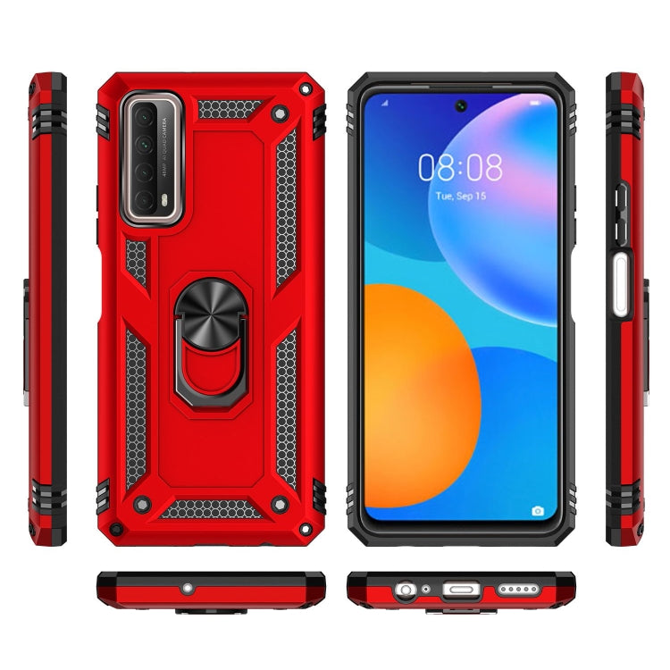 Para Huawei P Smart 2021 a prueba de golpes TPU + PC Funda protectora con soporte giratorio de 360 grados (rojo)