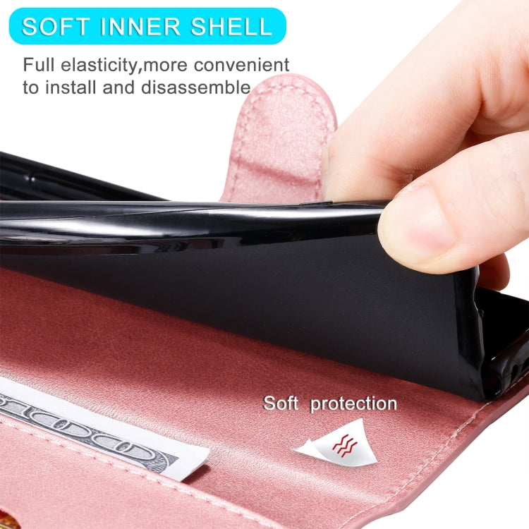 Para Google Pixel 4a Classic Calf Texture PU + TPU Funda de cuero con tapa horizontal, con soporte, ranuras para tarjetas y billetera (oro rosa)