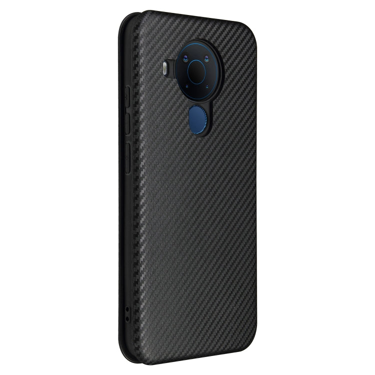 Para Nokia 5.4 Funda de cuero con tapa magnética horizontal con textura de fibra de carbono TPU + PC + PU con ranura para tarjeta (Negro)