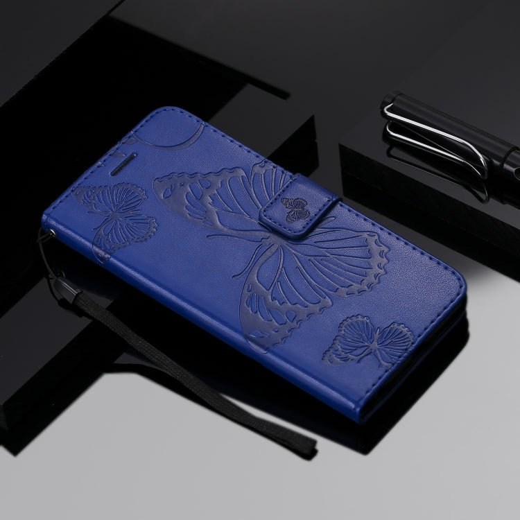 Para Nokia 3.4 3D Mariposas en relieve Patrón Horizontal Flip Funda de cuero con soporte, ranura para tarjeta y billetera (azul)