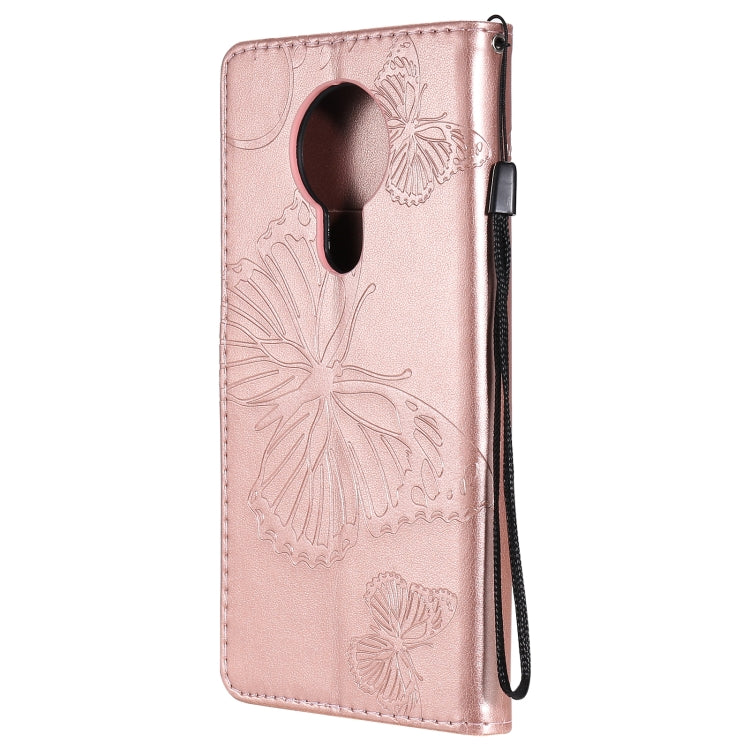Para Nokia 3.4 3D Mariposas en relieve Patrón Horizontal Flip Funda de cuero con soporte, ranura para tarjeta y billetera