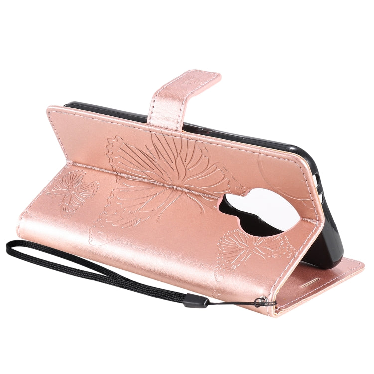 Para Nokia 3.4 3D Mariposas en relieve Patrón Horizontal Flip Funda de cuero con soporte, ranura para tarjeta y billetera