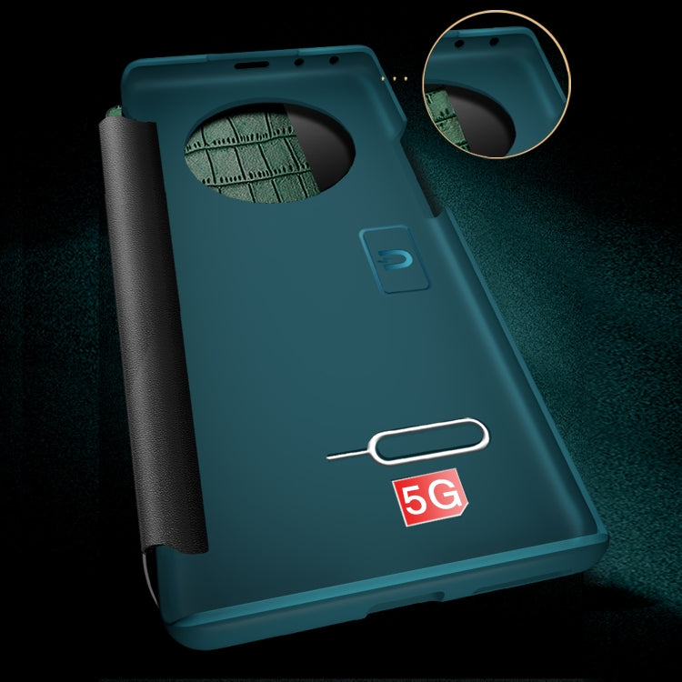 Para Huawei Mate 40 Textura de cocodrilo Ventana de pantalla Horizontal Flip Funda de cuero (marrón)