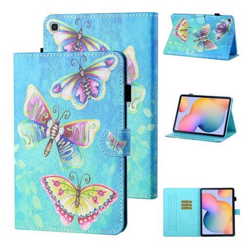 Funda para Tablet Samsung Galaxy Tab A7 Lite 8.7 (2021) T220 Cuero Horizontal Flip con Soporte y Ranura para Tarjeta (Coloridas Mariposas)