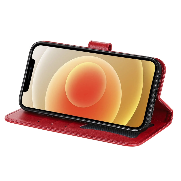 Para Motorola Moto G100 / EDGE S 7-Pétalo Flowers Patrón de estampado de estampado de PU Horizontal Funda de cuero con soporte y ranuras para tarjetas y marco de fotos (rojo)