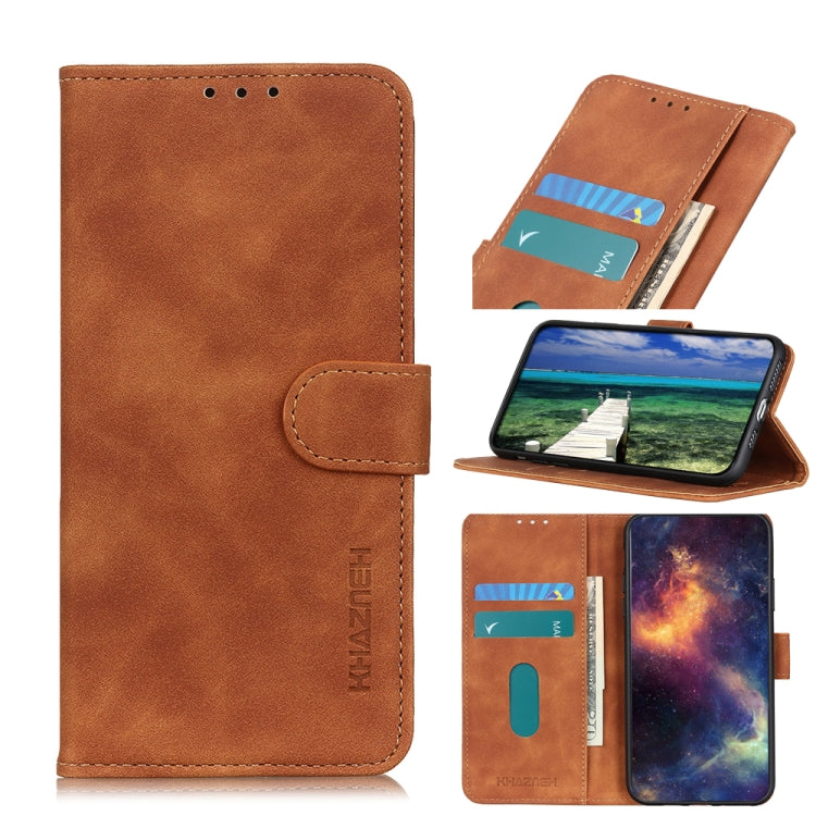 Para Google Pixel 6 Khazneh Retro Texture PU + TPU Funda de cuero de flip horizontal con soporte y tragamonedas y billetera (marrón)