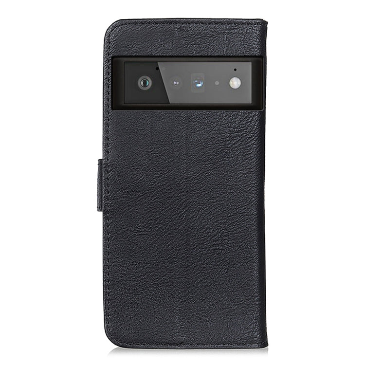 Para Google Pixel 6 Pro Khazneh Texture Cow Horizontal Flip Funda de cuero con soporte y tragamonedas y billetera (Negro)