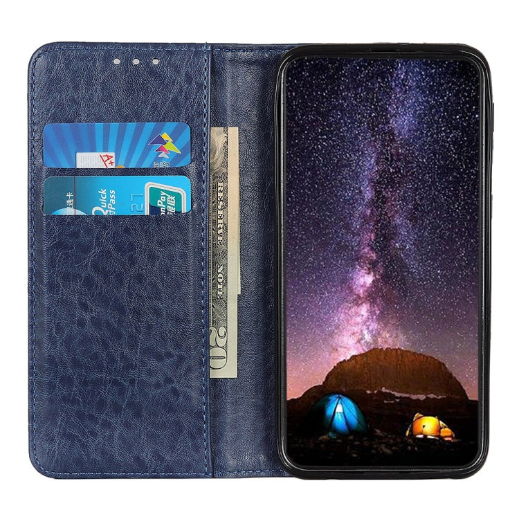 Para Google Pixel 6 Magnet Crazy Horse Texture Horizontal Flip Funda de cuero con soporte y ranuras para tarjetas y billetera (azul)